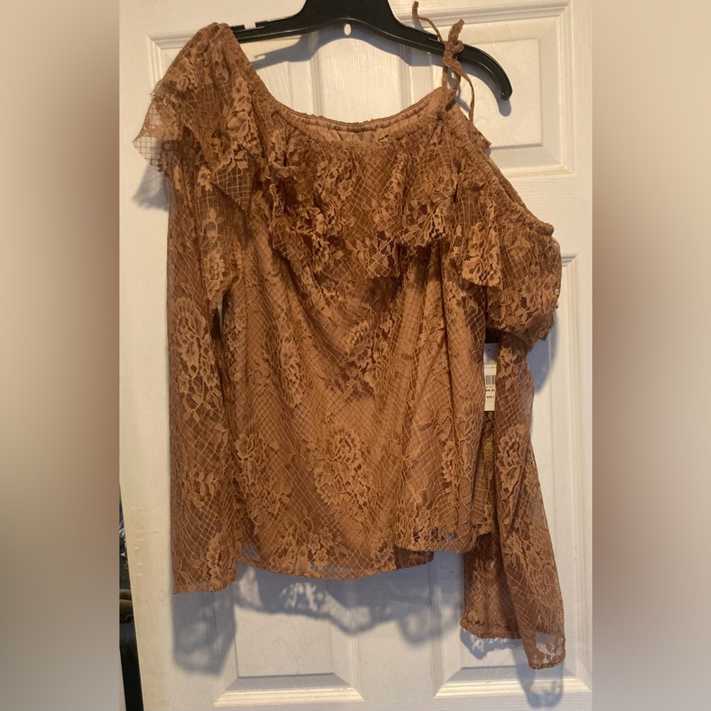 Shein curve off shoulder lace blouse
